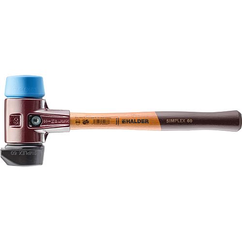 SIMPLEX soft-faced hammer Halder with TE housing and wooden handle, rubber composition with stand/TPE soft, Ø 60 mm