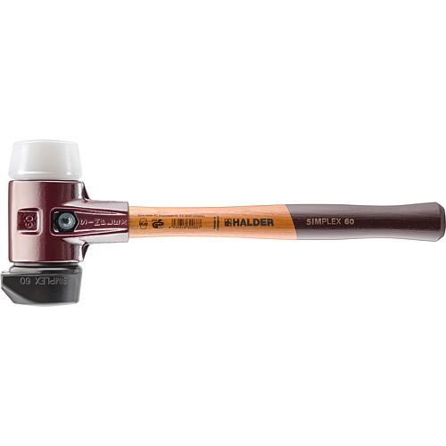 SIMPLEX soft-faced hammer Halder with TE housing and wooden handle, rubber composition with stand/super plastic, Ø 60 mm