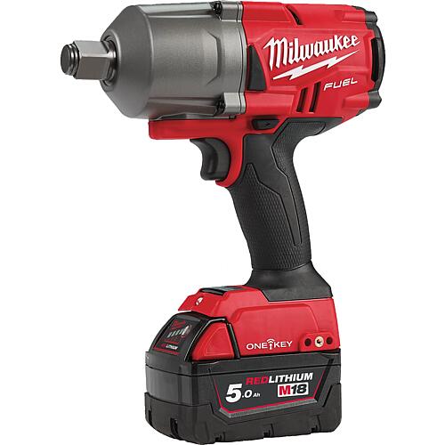 Cordless impact driver Milwaukee M18ONEFHIWF34-502X, 18V with 2x 5.0 Ah batteries and charger