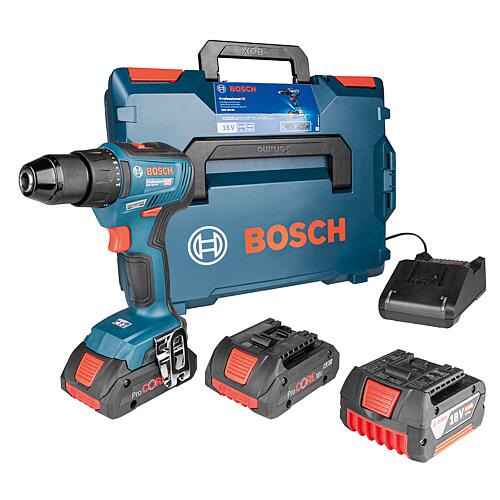 Kit sans fil Bosch 18V: 1x visseuse-perceuse sans fil GSR 18V-55 avec 2x 4,0 ProCORE bat. 1x chargeur et 1x bat. GBA 18V 5,0 AH