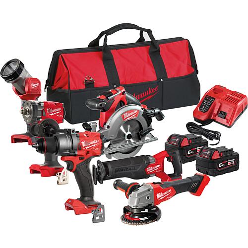 Battery set 4933480875 M18 FPP6F3-502B, 18 V, 6-piece, with 2 x 5.0 Ah batteries, 1 x charger and tool bag Standard 1