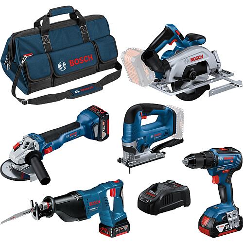 5-piece cordless set, 18 V with 3 x 4.0 Ah Batteries, Chargers and transport bag Standard 1