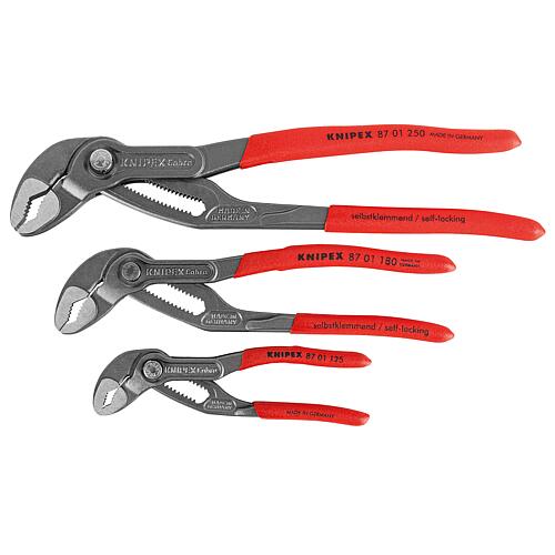 KNIPEX® Cobra® water pump pliers set, 3-piece, consisting of Length (mm): 125 - 250 in roll-up pouch