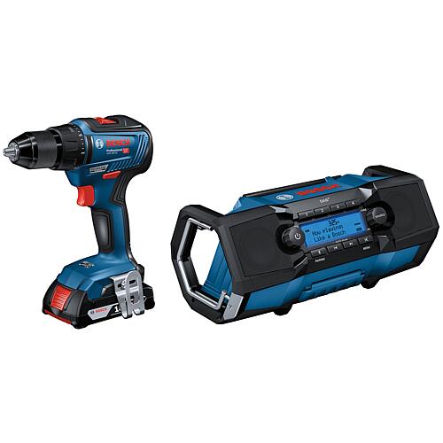 Perceuse-visseuse sans fil 18 V GSR 18V-55 Bosch avec 2 batteries ProCORE 4,0 Ah et chargeur + radio de chantier