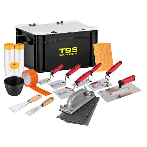 Kit de truelles et spatules Haromac® 19 pièces avec bande dorée avec film de protection en Mallette de transport TBS