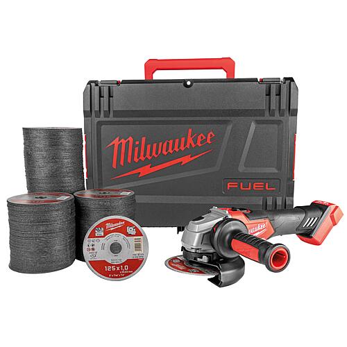 Meuleuses d'angle sans fil Milwaukee M18 FSAG125X-0X, 18 V sans Batteries + chargeurs, avec mallette de transport, y compris 400 disques à tronçonner ø 125 x 1,0 mm Standard 1