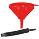 Funnel 210 mm HD-PE, with sieve, red, flexible outlet 460 mm