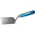 Tile laying trowel, serrated