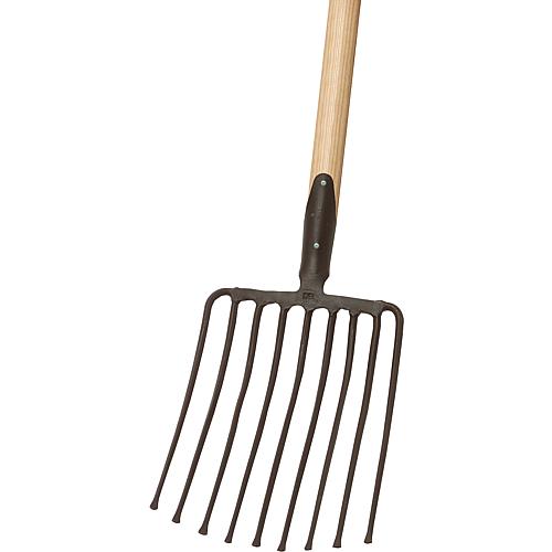 Ideal stone fork 9 tines, black, spring nozzle, Long handle