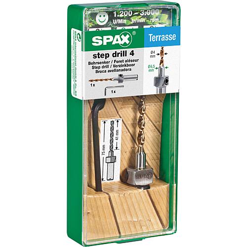 Drill countersink set SPAX® 1x wood drill 4 mm, 1x countersink 6.5 mm, 1x Allen key