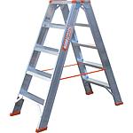 Aluminium stepladder, passable on both sides, with wide steps