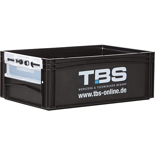 boite de transport noire TBS 600x400x220 mm avec ouverture retrait rapide