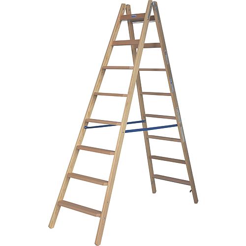 Rungs/steps double ladder wood, working height 3.50m ladder height 2.15m 2x8