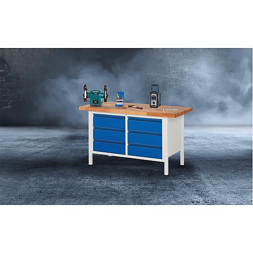 BASIC-8 series workbench with 6 drawers with solid beech worktop, 40 mm Anwendung 1
