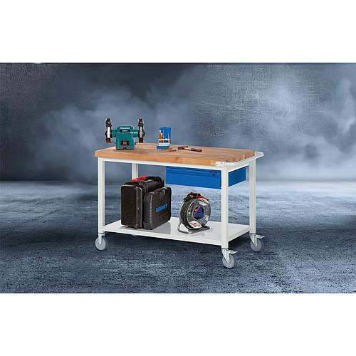 Mobile Workbenches 8001 Series Basic-8 with drawer and solid beech worktop (H) (mm): 40