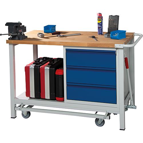 Workbenches 8157 Series BASIC-8 with chassis that can be lowered BASIC-8, with 3 drawers with solid beech worktop, 40 mm Anwendung 1