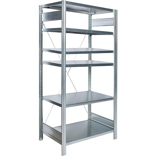 Etagere BERT emboîtable avec 6 tablettes en acier, 2500x1005x500mm, charge 2000kg