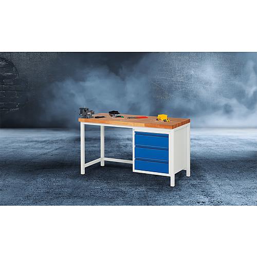 Workbench 8157 BASIC-8 series with 3 drawers and solid beech worktop (H) (mm): 40 Anwendung 1