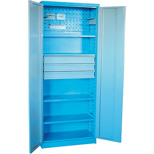 Tool cabinet, 2-door with 4 shelves+3 drawers, 780x380x1920 mm