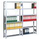 BERT office shelving with 6 steel shelves, basic shelving, shelf load 150 kg, bay load 2000 kg, width 1005 mm