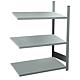 BERT add-on beverage crate rack with 3 shelf levels 25 mm chipboard in light grey Shelf load 150 kg