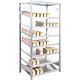 Screw shelving, with 7 slanted shelves
Shelf load 250 kg, bay load 2000 kg, base shelf Standard 1