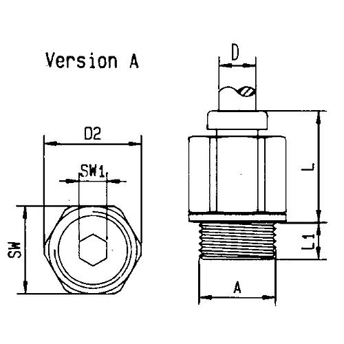 Junction piece with ET, straight Rectupush, plug-in screw-in connection Standard 2