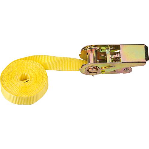 Tie down sling, one piece, type 500 DIN EC 12195-2 yellow, sling 25 mm, length 4 m