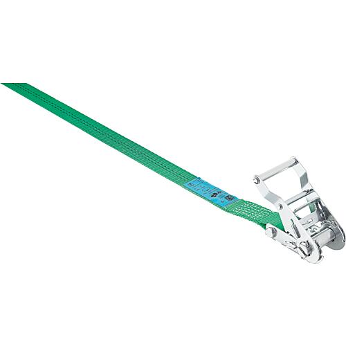 Sangle d'amarrage, une piece type 2000, DIN EC 12195-2, vert sangle 35 mm, longueur 6,0 m