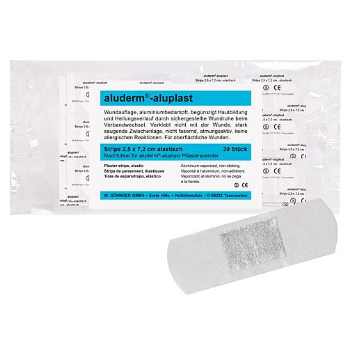 aluderm-aluplast Band Aid Strip 2.5x7.2 cm elastic 1 PU = 30 pieces for plaster dispenser (83 002 23)