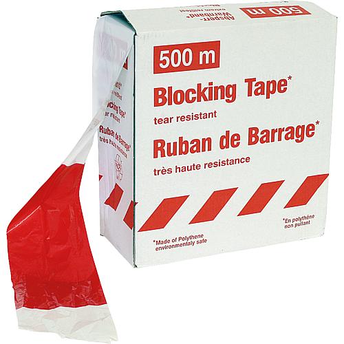 Warning band foil, red/white stripes 80mm wide 1 roll of 500m