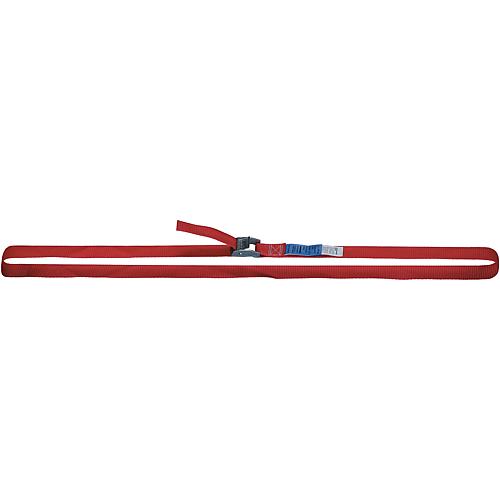 Sangle d'arrimage, une pièce DIN EN12195-2, rouge sangle 25mm, longueur 2,5m