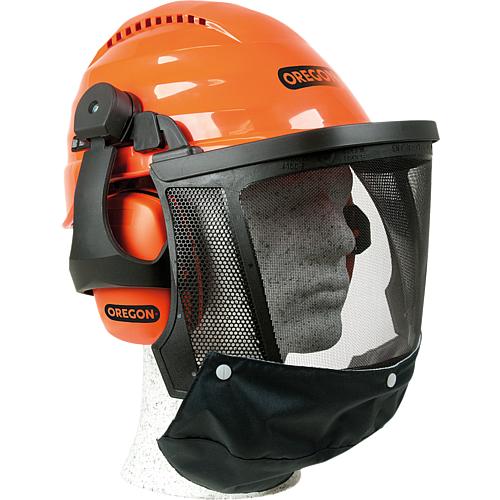 Safety helmet combination OREGON with mesh visor and adjustable hearing protection