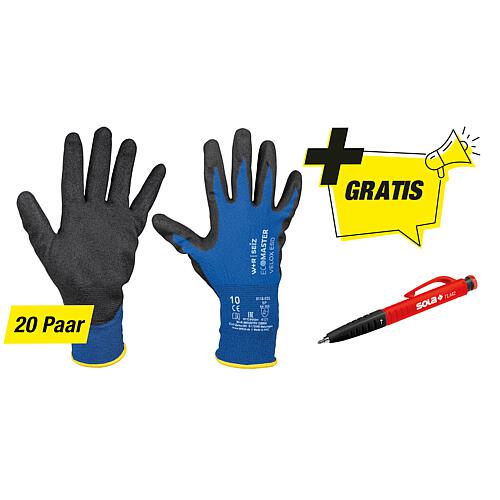 Assembly gloves packet with free drill hole marker