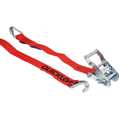 Ratchet lashing strap set, two-piece, Professional 35 mm, 1000 kg, 6 m red