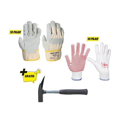 Work gloves packet Bau GR.M with free roofing hammer