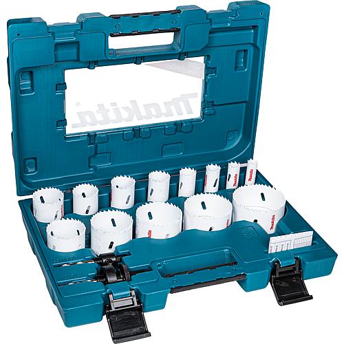 Cordless drill/screwdriver DDF482RFJ, 18 V with 2 x 3.0 Ah Batteries and chargers and Hole saw sets, 16 pieces
