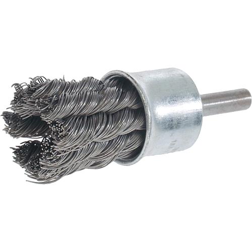 Twist end brush steel wire 0.35 mm 19 mm, shank dia 6mm