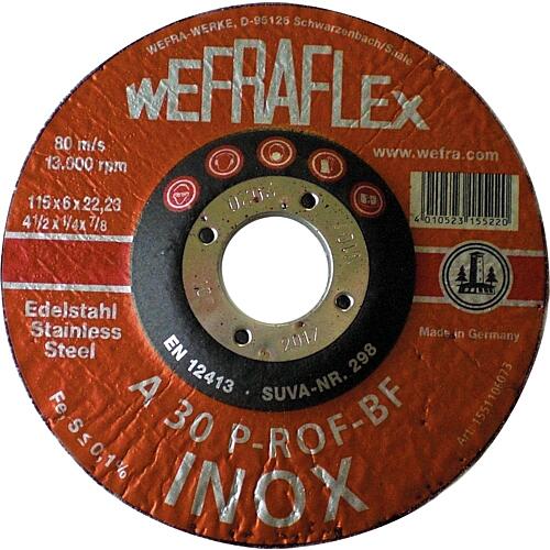 Grinding disc INOX A 30 ROF, cranked, for stainless steel Standard 1