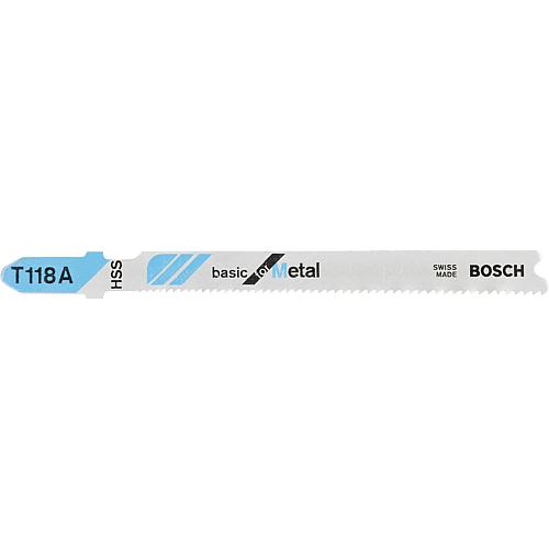 Lames de scie sauteuse BOSCH T118A, L=92mm, 5 pieces, pour coupe droite du metal