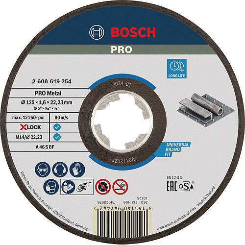 BOSCH® cutting disc straight for metal and with X - Lock holder Ø 125 x 1.6 mm