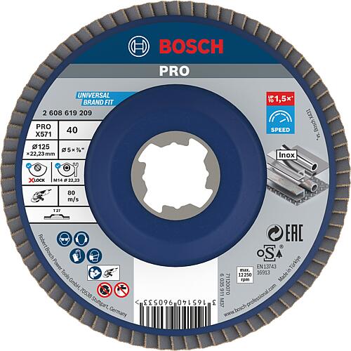 Slatted grinding disc BOSCH® straight with X - Lock holder Ø 125 mm K40