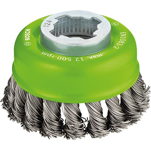 Cup brush BOSCH® with X - Lock holder Ø 75 mm 0.5 mm stainless steel wire