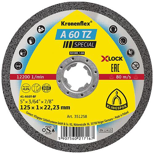 Cutting discs Klingspor A 60 TZ SPECIAL X-LOCK 115 x 1.0 x 22.23 mm, straight