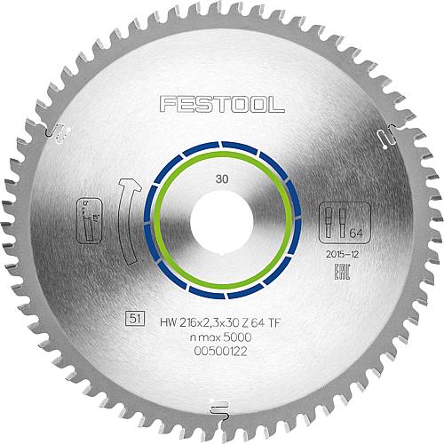 Lame de scie circulaire Festool 216 x 30 x 2,3 mm, 64 dents