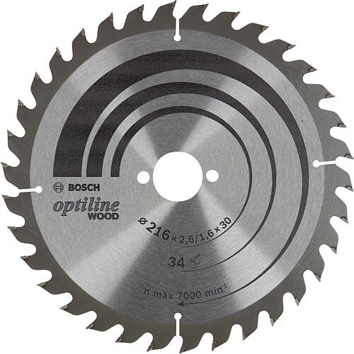 Circular saw blade Ø 216 x 30 x 2.6 with 34 teeth, for universal use in wood