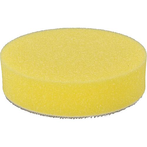 Medium-pored polishing sponge with hook-and-loop fastener, yellow, Ø 80 mm