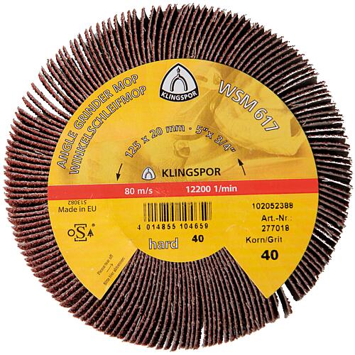 Abrasive mop wheel Klingspor CS 310 XF, 125 x 20 mm, grit 40, thread M 14