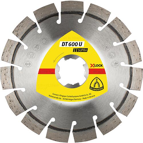 Diamond cutting discs Klingspor DT 600 U SUPRA X-LOCK 125 x 2.4 x 22.23 mm, 15 segments