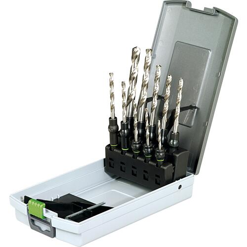 Twist drill bit set HSS, 10 pieces, with CENTROTEC HSS bit holder  Standard 1